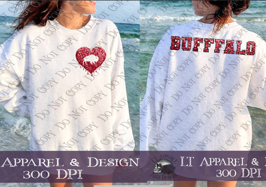 Buffalo Heart and Back Sequin: PNG